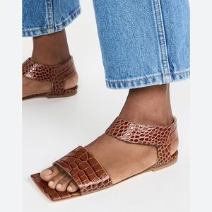 A.W.A.K.E. MODE Riley Croco Grip-Ankle Sandals